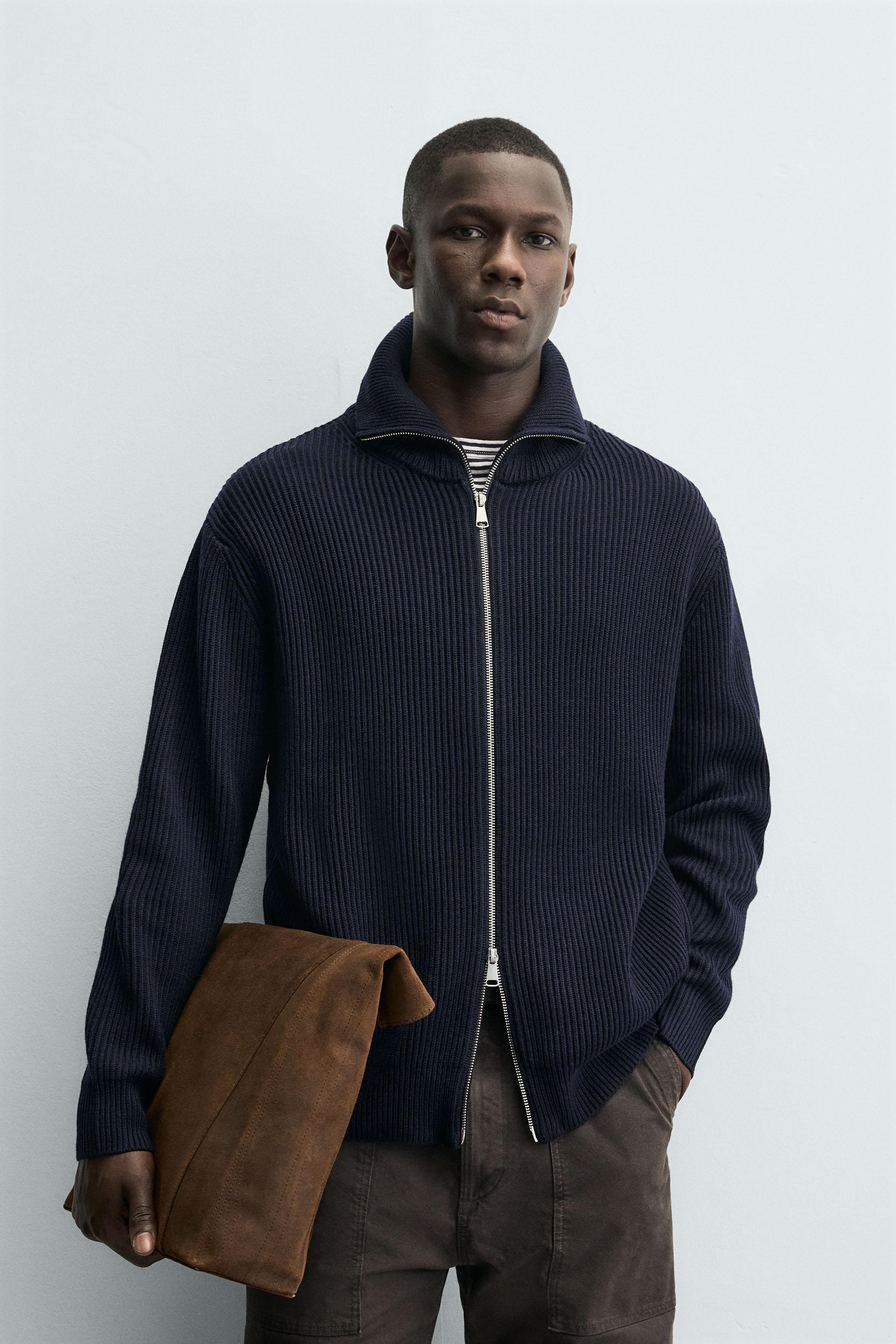 GILET EN MAILLE PERLÉE À FERMETURE ÉCLAIR